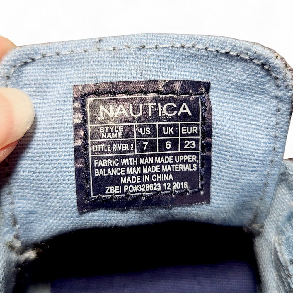 Nautica Little River 2 Boys Boat Shoes Blue Canvas Slip-On Size 7 Toddler - NWOT - Picture 6 of 9